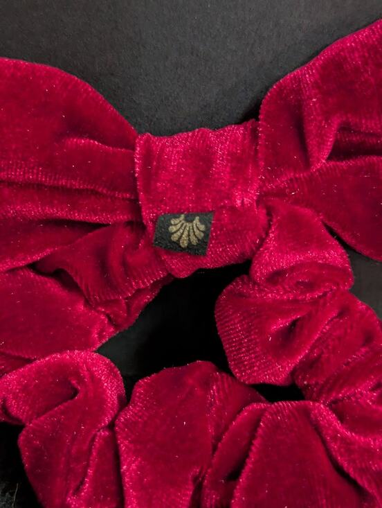 Lele Sadoughi Accessories - LELE SADOUGHI set of 3 small elastic  4" red Velvet Bow new scrunchie crimson